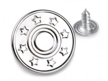 Jeansknopf Ø 19,9 mm Nickel-Silber glänzend mit Sternen